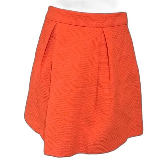 Trina Turk Skirt Women Size 2 Orange Pleated Pockets Exposed Back Zipper Cotton - Picture 7 of 7